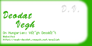 deodat vegh business card